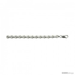 Sterling Silver U-shaped Link Bracelet), 1/4 in. (6 mm) wide