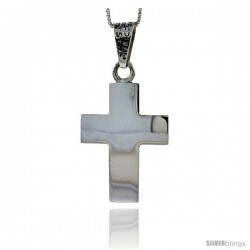 Sterling Silver Cross Pendant Highly Polished Handmade, 1 1/4 in