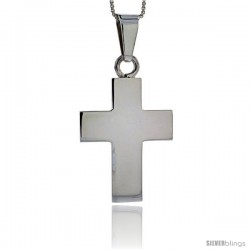 Sterling Silver Cross Pendant Highly Polished Handmade, 1 1/8 in