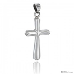 Sterling Silver Cross Pendant Highly Polished Handmade, 1 1/4 in -Style Px107