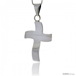 Sterling Silver Cross Pendant Highly Polished Handmade, 1 3/4 in