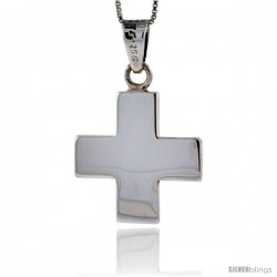 Sterling Silver Cross Pendant Highly Polished Handmade, 7/8 in -Style Px110