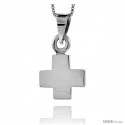 Sterling Silver Cross Pendant Highly Polished Handmade, 5/8 in