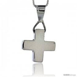 Sterling Silver Cross Pendant Highly Polished Handmade, 3/4 in