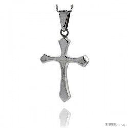 Sterling Silver Cross Pendant Highly Polished Handmade, 1 1/2 in