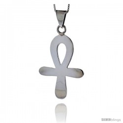 Sterling Silver Egyptian Ankh Pendant Highly Polished Handmade, 1 1/ in