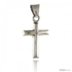 Sterling Silver Cross Pendant Highly Polished Handmade, 1 5/8 in