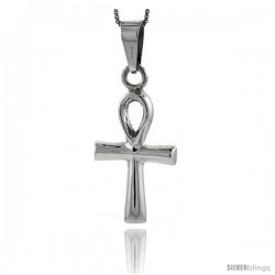 Sterling Silver Egyptian Ankh Pendant Highly Polished Handmade, 1 3/8 in