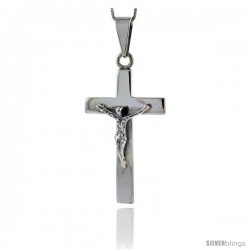 Sterling Silver Large Crucifix Pendant Highly Polished Handmade, 2 in