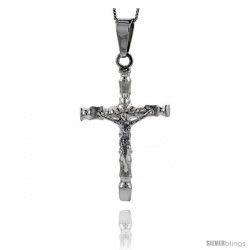 Sterling Silver Crucifix Pendant Highly Polished Handmade, 2 in