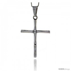 Sterling Silver Large Cross Pendant Highly Polished Handmade, 2 in