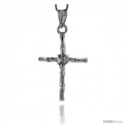 Sterling Silver Cross Pendant Handmade Highly Polished, 1 3/4 in