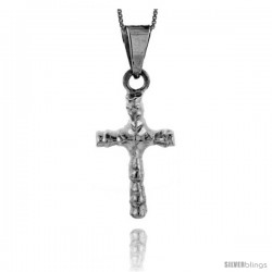 Sterling Silver Sculptured Cross Pendant Handmade, 1 3/8 in