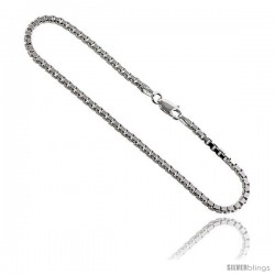 Sterling Silver Italian BOX Chain Necklaces & Bracelets Mirror Diamond Cut Finish 2.2 mm medium heavy Nickel Free