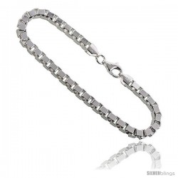 Sterling Silver Italian BOX Chain Necklaces & Bracelets heavy weight Mirror Diamond Cut Finish 4.6mm Nickel Free