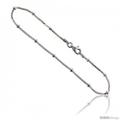 Sterling Silver Italian Beaded BOX Chain Necklace 1.4mm Nickel Free -Style Bxb241