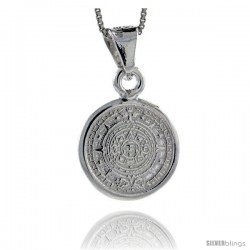 Sterling Silver Aztec Calendar Pendant, 3/4 in (20 mm)