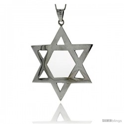 Sterling Silver Very Large Star of David Pendant, 3 in tall