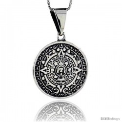 Sterling Silver Aztec Calendar Pendant, 1 in (25 mm)