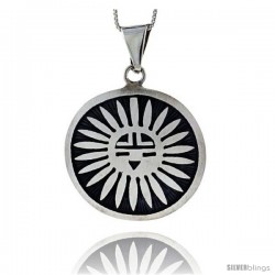 Sterling Silver Large Round Sun Pendant (30x32 mm)