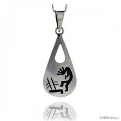 Sterling Silver Tear Drop kokopelli Pendant (41x22 mm)