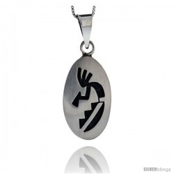 Sterling Silver Oval kokopelli Pendant (33x19 mm)