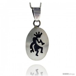 Sterling Silver Oval kokopelli Pendant (26x18 mm)