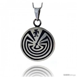 Sterling Silver Maze Pendant 1 1/8 in tall