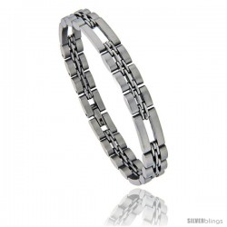 Stainless Steel 3+1 Basket Link Bracelet Satin Finish 3/8 in wide, 8.5 in long