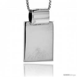 Sterling Silver Small Rectangular Engravable Disc Slide / Pendant 9/16 in tall