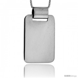 Sterling Silver Rectangular Engravable Disc Slide / Pendant 1 1/8 in tall