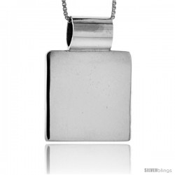 Sterling Silver Square Engravable Disc Slide / Pendant 7/8 in tall