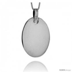 Sterling Silver Oval Engravable Disc Slide / Pendant 1 1/8 in tall