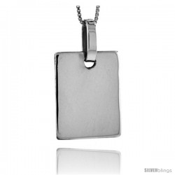 Sterling Silver Square Engravable Disc Pendant 1 1/8 in tall