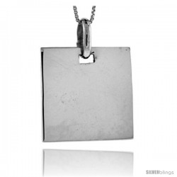 Sterling Silver Rectangular Engravable Disc Pendant 7/8 in tall