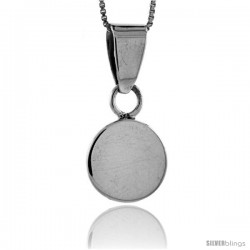 Sterling Silver Small Round Engravable Disc Pendant 9/16 in tall