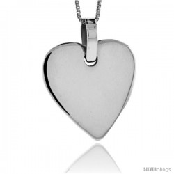 Sterling Silver Heart Shaped Engravable Disc Pendant 1 in tall