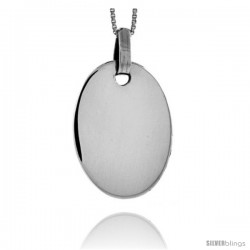 Sterling Silver Oval Engravable Disc Pendant 1 1/8 in tall