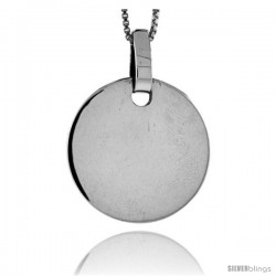 Sterling Silver Round Engravable Disc Pendant 7/8 in tall