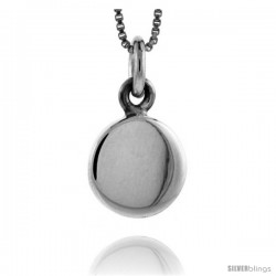 Sterling Silver Small Round Engravable Disc Pendant 1/2 in tall