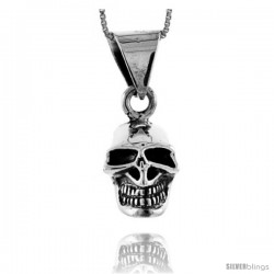 Sterling Silver Skull Pendant, 1 in tall