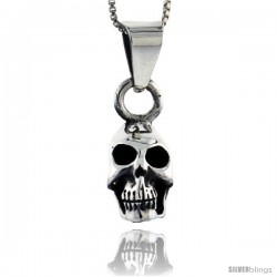 Sterling Silver Skull Pendant, 3/4 in tall