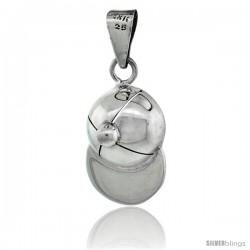 Sterling Silver Baseball Cap Pendant, 1 1/4 in tall