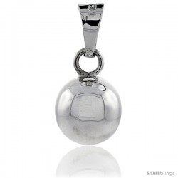 Sterling Silver Harmony Ball Pendant, 1/2 round with snake chain.