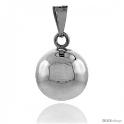 Sterling Silver Harmony Ball Pendant, 3/4 in with snake chain.