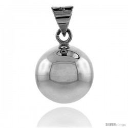 Sterling Silver Harmony Ball Pendant, 7/8 in with snake chain.