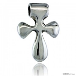 Sterling Silver Curvy Cross Pendant Slide, 1 in tall