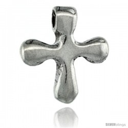 Sterling Silver Tiny Curvy Cross Pendant Slide, 3/4 in tall