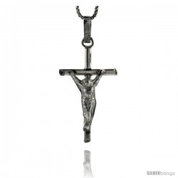 Sterling Silver Cross Crucifix Crucified Jesus Pendant, 1 1/4 in tall
