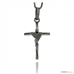 Sterling Silver Wire Wrapped Cross Pendant, 1 1/8 in tall -Style Px404